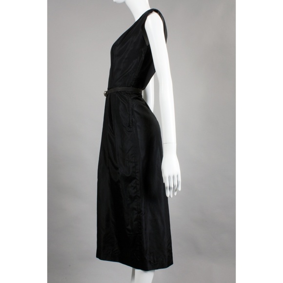 💣 M/L Vintage 1940s Little Black Dress SILK - Picture 4 of 8
